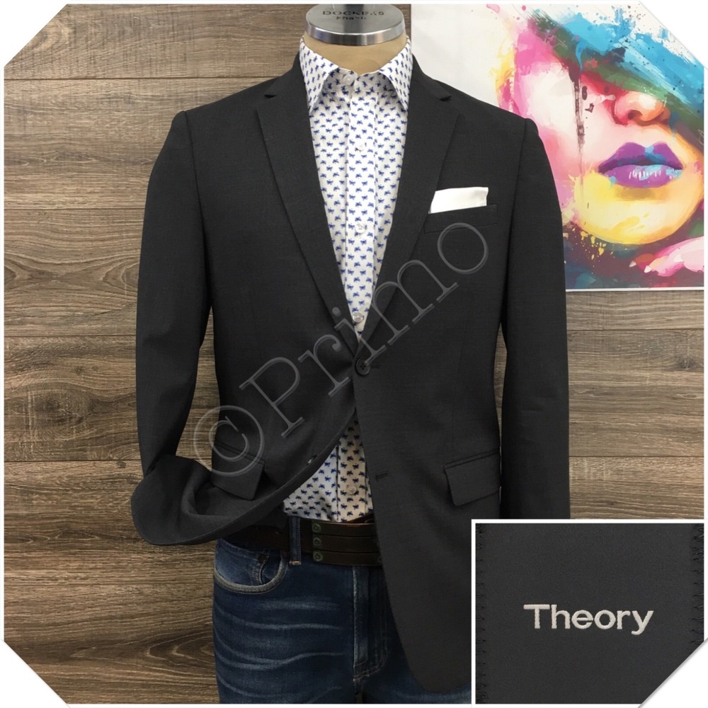 THEORY Mens Blazer Sport Coat Casual Jacket Size 40R Modern Gray Wool‎ Suit